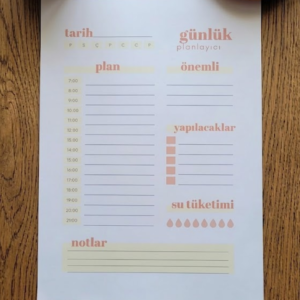 Minimalist Saatlik Günlük Planlayıcı Şablonu