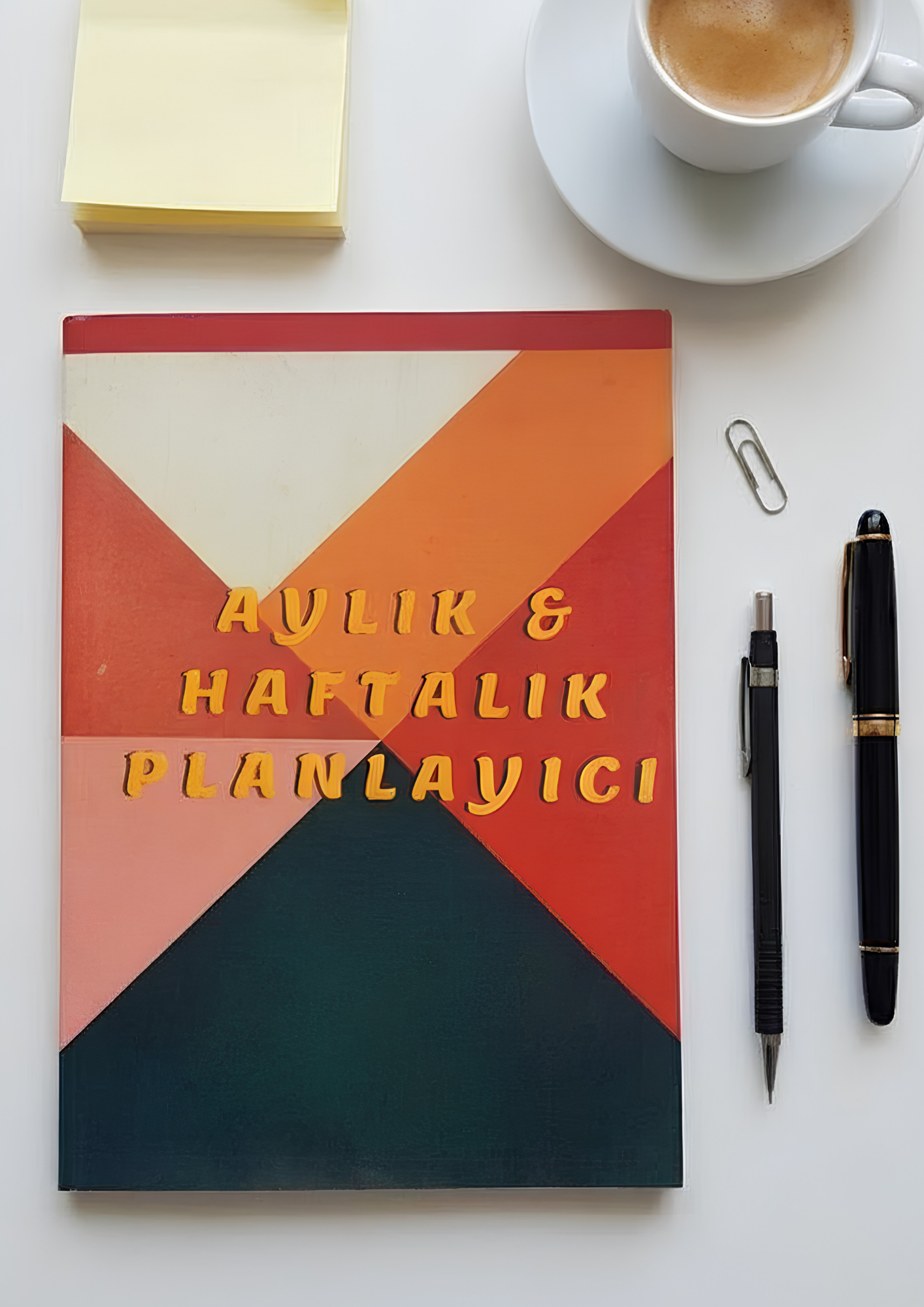 1 Aylık Haftalık Planlayıcı, A4, Karton Kapak, Amerikan Cilt, Prizma Desenli - Görsel 1