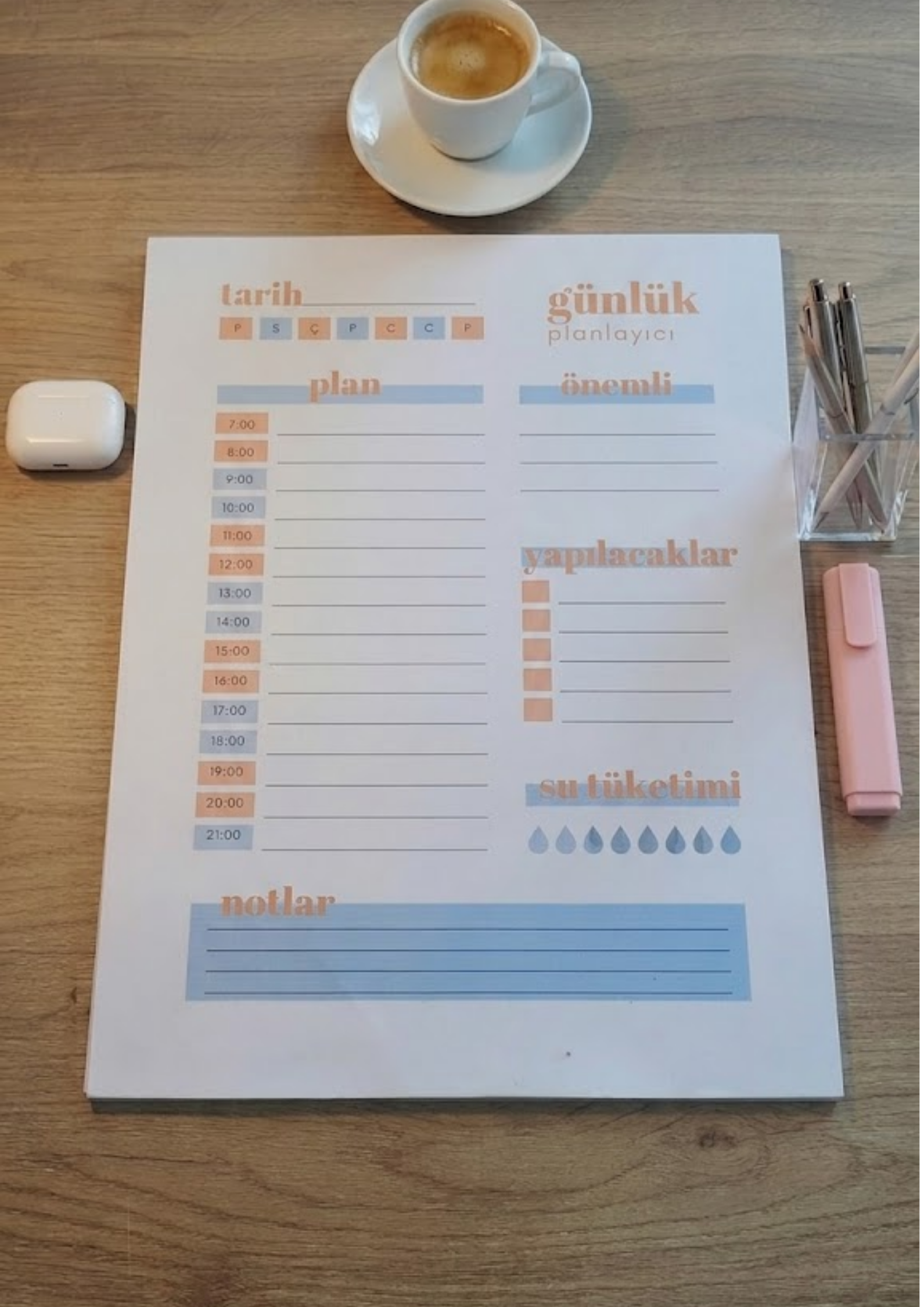 1 Pastel Renkli Saatlik Günlük Planlayıcı - Görsel 1